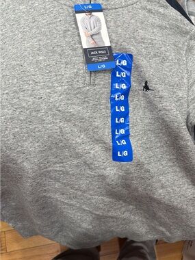 Jack Wills Grey Long-Sleeve Henley Polo with Black Logo